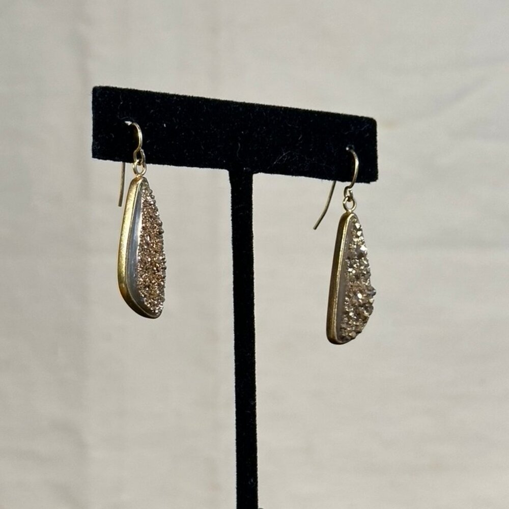 Marcia Moran Gold-Filled Champagne Druzy Drop Earrings - Picture 2 of 3